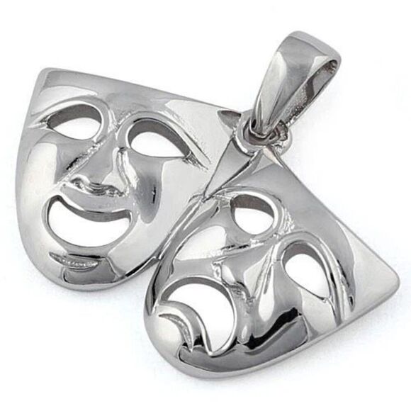 Sterling Silver Laughing Sad Mask Necklace Bracelet Pendant New - Picture 1 of 3